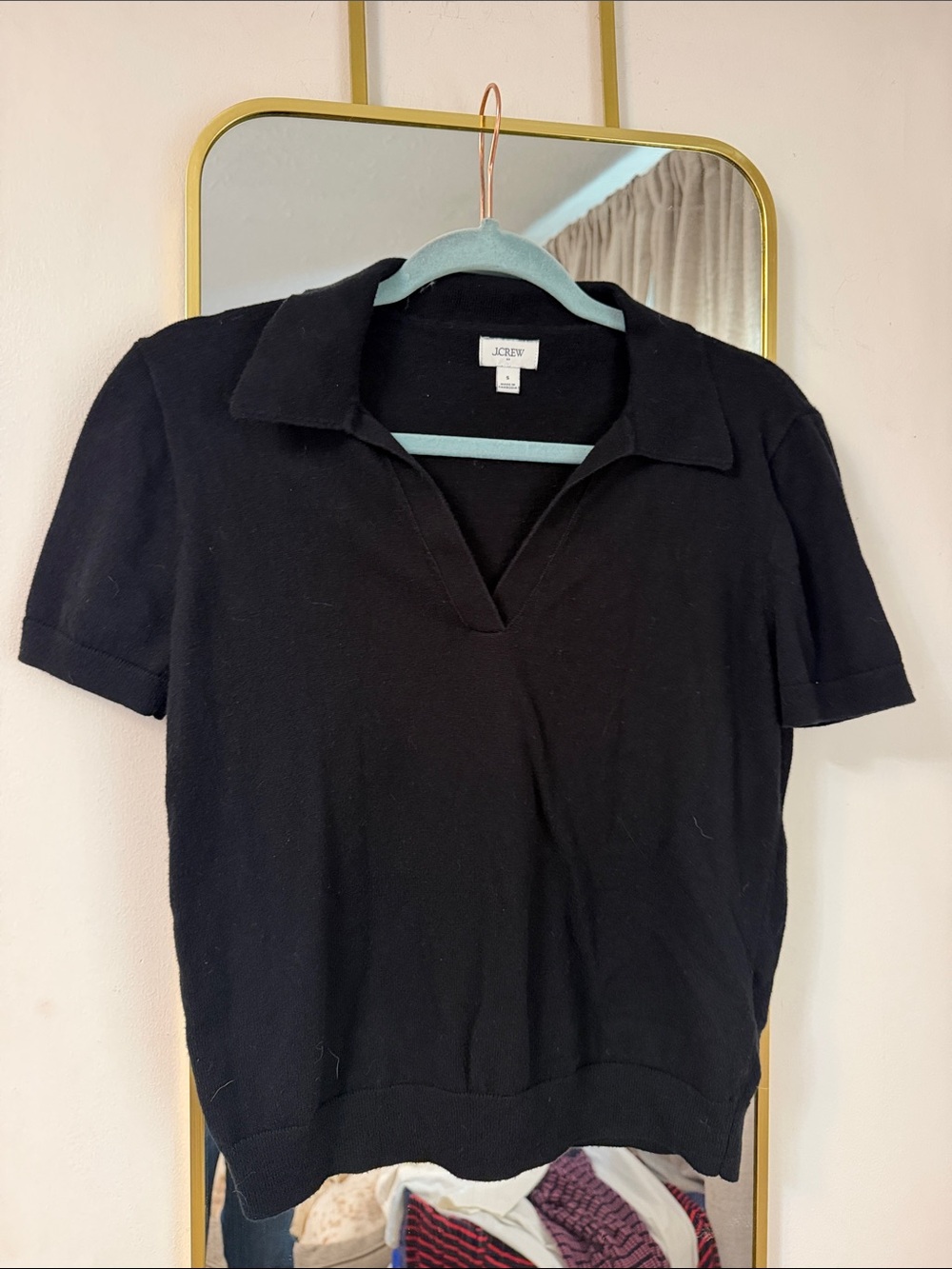 J. Crew Black Short Sleeve Polo Top